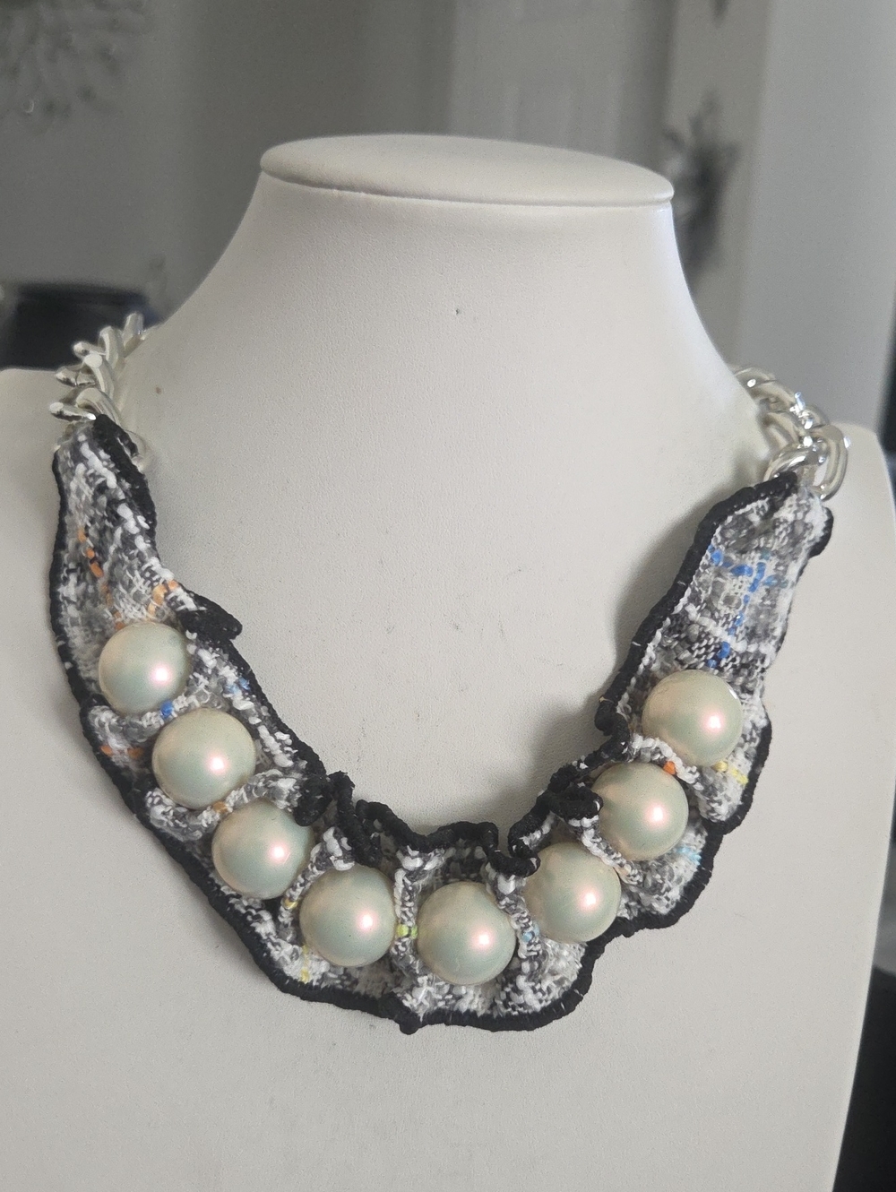 Paparazzi Timeless Tweed Black Necklace NWT